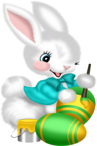 easter bunny painting eggs